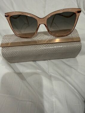 Jimmy Choo Pink Rose Gold Glitter Cat-Eye Sunglasses